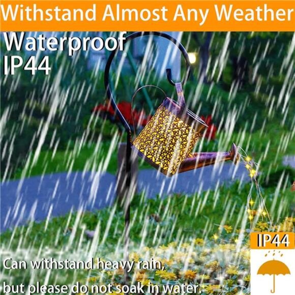 Solar Lanterns Outdoor Waterproof,Metal Watering Can Garden Decor,Hanging Solar - Picture 3 of 7